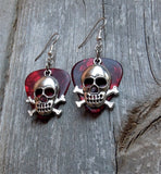 CLEARANCE Skull and Crossbones Charm Guitar Pick Earrings - Pick Your Color