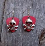 CLEARANCE Skull and Crossbones Charm Guitar Pick Earrings - Pick Your Color