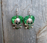 CLEARANCE Skull and Crossbones Charm Guitar Pick Earrings - Pick Your Color