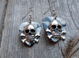 CLEARANCE Skull and Crossbones Charm Guitar Pick Earrings - Pick Your Color