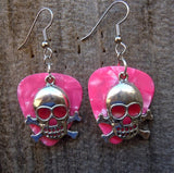 CLEARANCE Skull and Crossbones Charm Guitar Pick Earrings - Pick Your Color