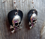 CLEARANCE Skull and Crossbones Charm Guitar Pick Earrings - Pick Your Color