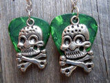 CLEARANCE Large Skull and Crossbone Charms Guitar Pick Earrings - Pick Your Color