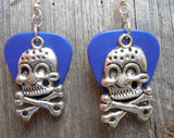 CLEARANCE Large Skull and Crossbone Charms Guitar Pick Earrings - Pick Your Color