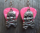 CLEARANCE Large Skull and Crossbone Charms Guitar Pick Earrings - Pick Your Color