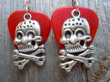 CLEARANCE Large Skull and Crossbone Charms Guitar Pick Earrings - Pick Your Color