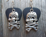 CLEARANCE Large Skull and Crossbone Charms Guitar Pick Earrings - Pick Your Color