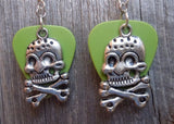 CLEARANCE Large Skull and Crossbone Charms Guitar Pick Earrings - Pick Your Color