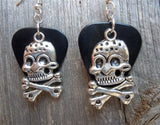 CLEARANCE Large Skull and Crossbone Charms Guitar Pick Earrings - Pick Your Color