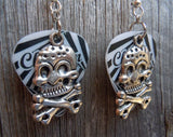 CLEARANCE Large Skull and Crossbone Charms Guitar Pick Earrings - Pick Your Color