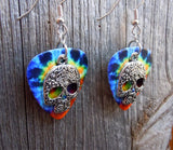 CLEARANCE Decorated Sugar Skull Silver Charm Guitar Pick Earrings - Pick Your Color