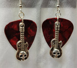 CLEARANCE Guitar with Skull Charms Guitar Pick Earrings - Pick Your Color