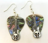 CLEARANCE Guitar with Skull Charms Guitar Pick Earrings - Pick Your Color