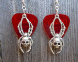 CLEARANCE Skull Spider Charm Guitar Pick Earrings - Pick Your Color