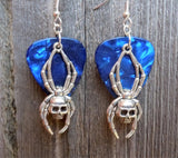 CLEARANCE Skull Spider Charm Guitar Pick Earrings - Pick Your Color