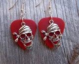 CLEARANCE Pirate Skull with Bandana Charm Guitar Pick Earrings - Pick Your Color