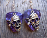 CLEARANCE Pirate Skull with Bandana Charm Guitar Pick Earrings - Pick Your Color