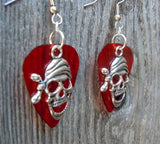 CLEARANCE Pirate Skull with Bandana Charm Guitar Pick Earrings - Pick Your Color