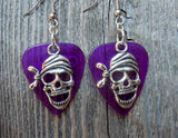CLEARANCE Pirate Skull with Bandana Charm Guitar Pick Earrings - Pick Your Color