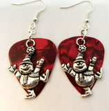 CLEARANCE Snowman Charm Guitar Pick Earrings - Pick Your Color