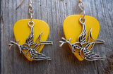 CLEARANCE Old School Tattoo Style Sparrow Charm Guitar Pick Earrings - Pick Your Color