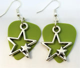 CLEARANCE Double Star Charm Guitar Pick Earrings - Pick Your Color