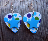 CLEARANCE Blue Star Charm Guitar Pick Earrings - Pick Your Color