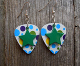 CLEARANCE Green Star Charm Guitar Pick Earrings - Pick Your Color