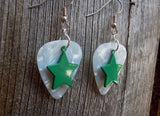 CLEARANCE Green Star Charm Guitar Pick Earrings - Pick Your Color