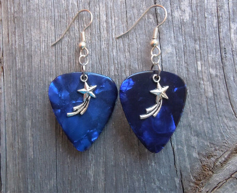 CLEARANCE Shooting Star Charm Guitar Pick Earrings - Pick Your Color