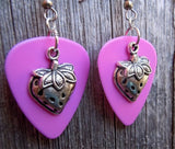 CLEARANCE Strawberry Charm Guitar Pick Earrings - Pick Your Color