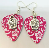 CLEARANCE Small Decorated Sugar Skull Charm Guitar Pick Earrings - Pick Your Color
