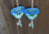 Icy Mamacita Sugar Skull Guitar Pick Earrings with Swarovski Crystal Dangles