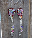 Dia de los Muertos Skeleton and Guitar Earrings with Silver Charm and Swarovski Crystal Dangles