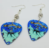 Icy Mamacita Sugar Skull Guitar Pick Earrings with White Pave Beads