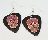 CLEARANCE Red Sugar Skull Charm Guitar Pick Earrings - Pick Your Color