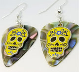 CLEARANCE Yellow Sugar Skull Charm Guitar Pick Earrings - Pick Your Color