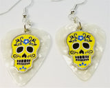 CLEARANCE Yellow Sugar Skull Charm Guitar Pick Earrings - Pick Your Color