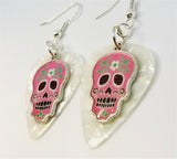 CLEARANCE Pink Sugar Skull Charm Guitar Pick Earrings - Pick Your Color