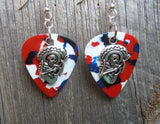 CLEARANCE Sugar Skull Playing the Guitar Charm Guitar Pick Earrings - Pick Your Color