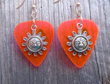 CLEARANCE Sun with Face Charm Guitar Pick Earrings - Pick Your Color