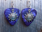 CLEARANCE Sun with Face Charm Guitar Pick Earrings - Pick Your Color