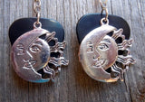 CLEARANCE Sun and Moon with Faces Charm Guitar Pick Earrings - Pick Your Color