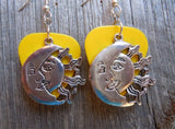 CLEARANCE Sun and Moon with Faces Charm Guitar Pick Earrings - Pick Your Color