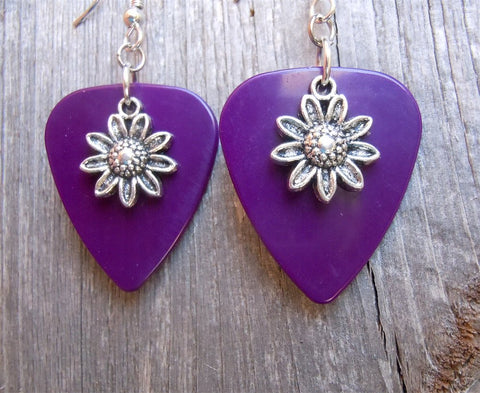 CLEARANCE Sunflower Charm Guitar Pick Earrings - Pick Your Color