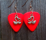 CLEARANCE Swan Heart Charm Guitar Pick Earrings - Pick Your Color