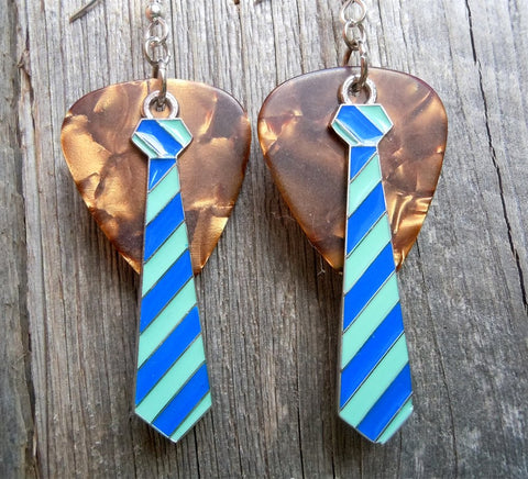 CLEARANCE Striped Tie Charm Guitar Pick Earrings - Pick Your Color