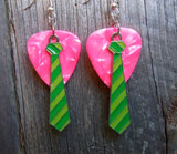 CLEARANCE Striped Tie Charm Guitar Pick Earrings - Pick Your Color