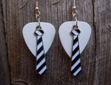 CLEARANCE Black and White Striped Tie Charm Guitar Pick Earrings - Pick Your Color
