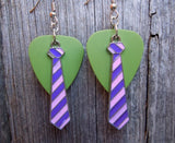 CLEARANCE Purple and Pink Striped Tie Charm Guitar Pick Earrings - Pick Your Color